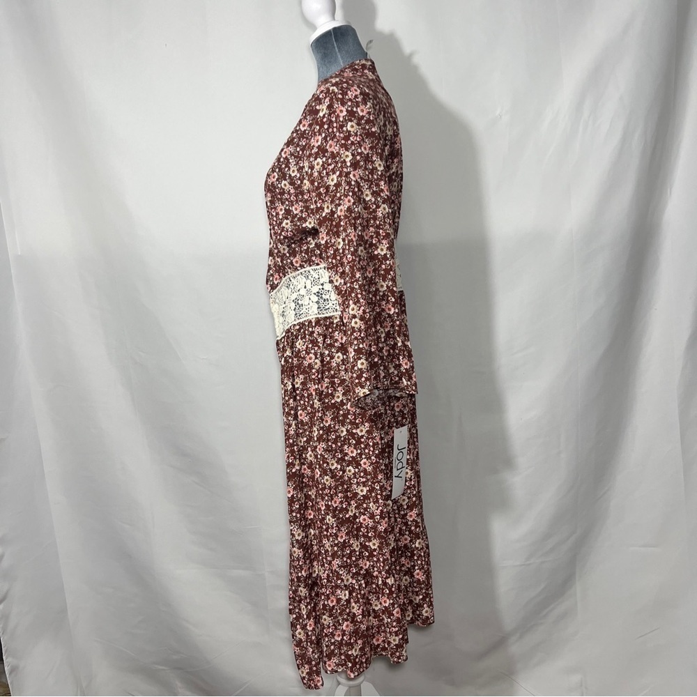Vintage Jody California Cover Up Flower Print Flare Sleeve Womens Brown Sz L/XL - Picture 4 of 13